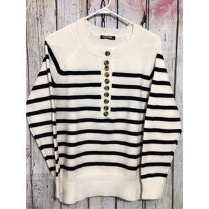 NEW Amkoyam Black & White Henley Style Front Sweater Size Small 🍂🍁